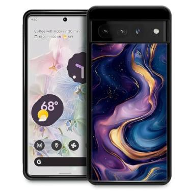 Imagem de CARLOCA Capa para Google Pixel 7 Pro, ultra proteção à prova de choque de silicone macio TPU antiderrapante para Google Pixel 7 Pro padrão roxo dourado mármore líquido