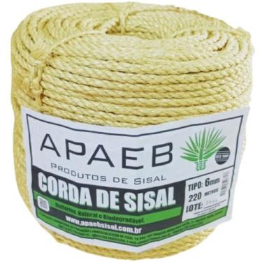 Imagem de Corda Sisal 6mm 220 Metros Rasada Arranhador Gato Artesanato - Apaeb