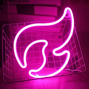 Imagem de AZHU Luz noturna de néon, sinal de néon LED luz noturna chama de néon bateria de néon alimentado por USB para quarto de crianças sala de estar bar festa Natal decoração de casamento (rosa)