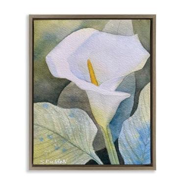 Imagem de Stupell Industries Garden Calla Lily Bloom Brown Framed Floater Canvas Wall Art, design por Stephanie Fielden, 25 x 31