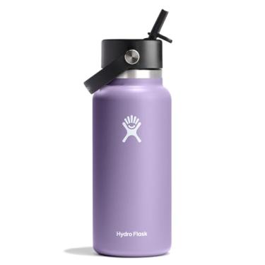 Imagem de Hydro Flask Garrafa com tampa de canudo flexível de 946 ml - aço inoxidável isolado - tampa larga de palha, não derrama, à prova de vazamento na sombra da lua