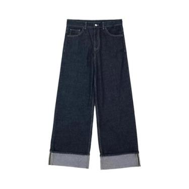 Imagem de Jaqueta Jeans Feminina Vintage Azul Escuro - Manga Longa com Bolsos, B