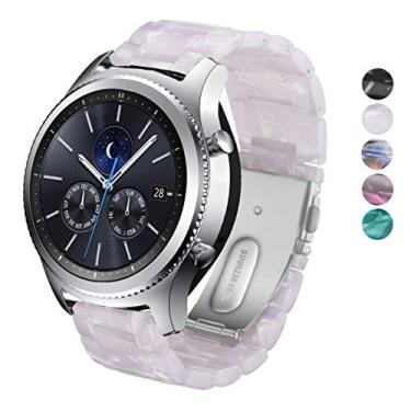 Imagem de Pulseira da SpINYE compatível com relógio Galaxy de 46 mm, resina colorida de 22 mm com fivela de metal pulseira de substituição para Samsung Gear S3 Frontier/Classic/Huawei Watch GT2 46 mm para homens, se aplicável., 22mm, Branco