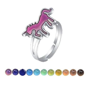 Imagem de AINILOVE Anéis com mudança de cor com sensor de temperatura, anéis fofos de tartaruga/golfinho/baleia/pinguim para meninas, presente de joias de festa de aniversário, Cobre, Pedra de humor