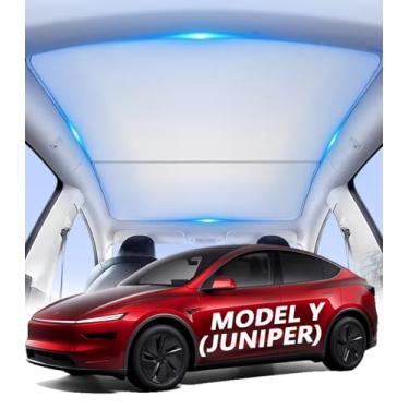 Imagem de Toldos de teto para telhado Tesla Model Y Juniper 2025 Acessórios de para-sol de telhado de vidro, sem cedência, dobrável, retrátil, cobertura de isolamento térmico, janela superior, bloqueio de sol