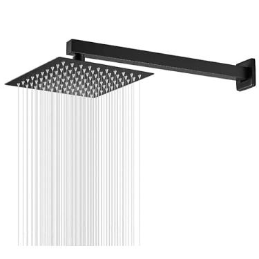 Imagem de Chuveiro Victoria Ducha Preto Inox 20x20 Com Braço 40cm Mg47