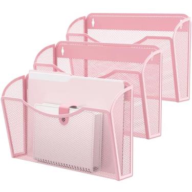 Imagem de MINDEPOT Porta-Arquivos De Parede De Malha Para Pendurar, Pacote Com 3 Porta-Arquivos De Bolso Único Montados Verticalmente, Organizador De Correspondência De Cesta De Parede Para Escritório, Casa E