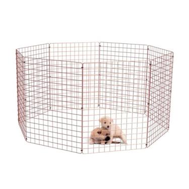 Imagem de Cercado Móvel Pet Grande Dobrável para Cachorros Pequeno e Médio Porte Coelho 80cm Altura Cercadinho Articulado Portátil (ROSE, 8 TELAS)