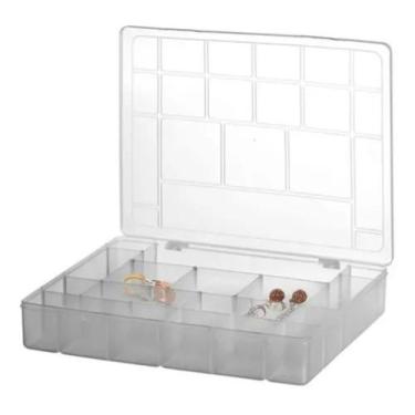Imagem de Caixa Organizadora Com Divisória Plástica Transparente - ana decoraçõe