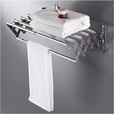 Imagem de Suporte de parede Airer Secador dobrável para roupas Airer duplo toalheiro montado na parede prateleira de toalha bar no banheiro ou cozinha expansível aço inoxidável pendurado secagem rack