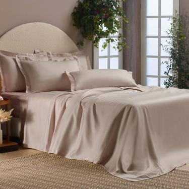 Imagem de Jogo De Cama 1000 Fios Millenium 6 Peças Appel Rosa Renda - Queen