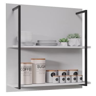 Imagem de Prateleira Industrial Cozinha Dupla Com Painel Flora M24 Branco - Mpozenato