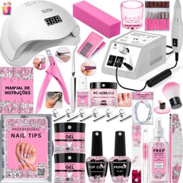Imagem de Kit Unha Gel Acrigel Fibra Para Iniciantes Completo Cabine Sun 5 estuf