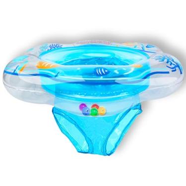 Imagem de Anel de natação para bebês flutua com assento de segurança, duas argolas de natação para bebês e crianças flutuam para piscina, natação, treinamento, crianças, PVC, piscina, boia para crianças de 6 a 12 meses