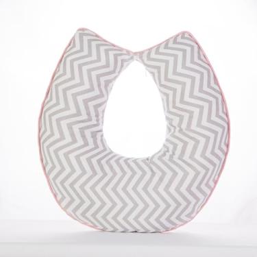 Imagem de Almofada de Amamentação Zig Zag Cinza e Rosa para Bebê