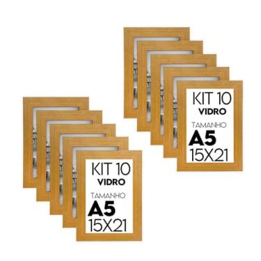 Imagem de Kit 10 Porta Retrato 15x21 Moldura Premium C/Vidro Comum (Natural)