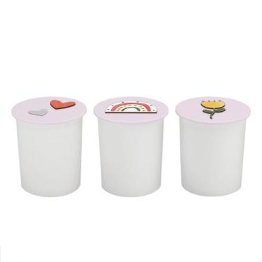 Imagem de Trio de Potes Kit Higiene Bebê Quarto Sunshine Arco Íris - Neném na Nu