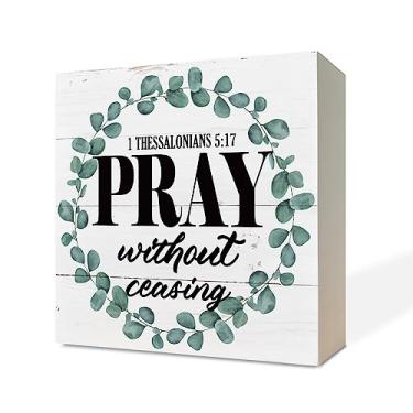 Imagem de Razpah Placas De Madeira Cristãs, Versículo Bíblico Tessalonicenses 5:17 - Ore Sem Cessar, Placa Caixa Para Decoração Mesa, Madeira, Mesa Decorativa, Rústica Fazenda, Presentes