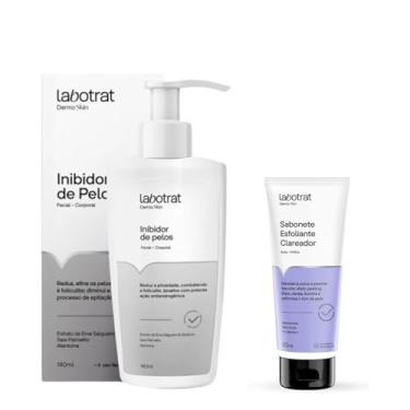 Imagem de Kit Clareador e Inibidor de Pelos Labotrat Dermo Skin Sabonete Esfoliante 80ml + Loção Inibidora 140ml Clareia Manchas Previne Foliculite e Pelos Encravados Afina os Pelos Uso em Axilas e Virilha