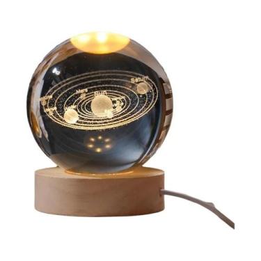 Imagem de Luz Noturna LED 3D Infantil Galaxy Sistema Solar Bola De Cristal Quart
