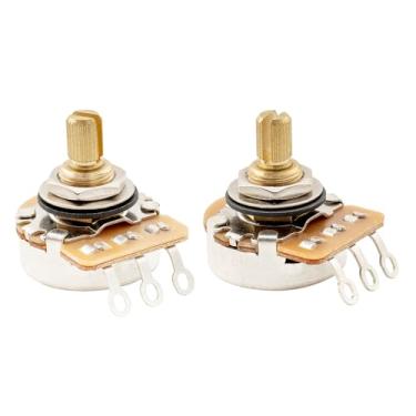 Imagem de Musiclily Pro HD A250K+B250K Potenciômetros de latão curto dividido eixo de 1/4 polegada de áudio linear para baixo de guitarra elétrica estilo ST Tele PB JB (conjunto de 1A1B)