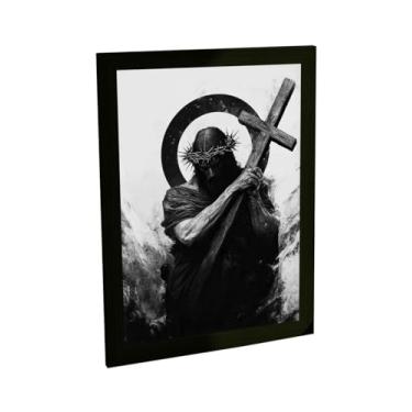 Imagem de Quadro Decorativo Religioso Jesus Cristo Na Cruz Decoração Poster Quarto Sala