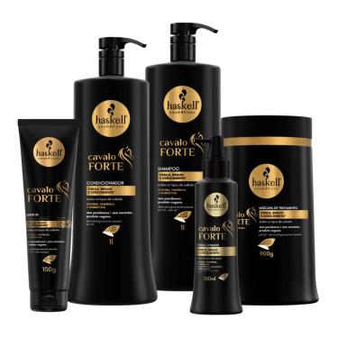 Imagem de Kit Cavalo Forte Sh. Cond. Másc 1L/900gr + Leave In + Tonico 120mL