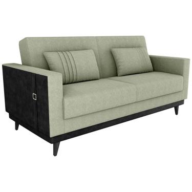 Imagem de Sofa Cama 2 Lugares 203 cm Boucle Oliva Corino Preto Milani Store