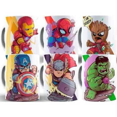 Imagem de Caneca Heróis Marvel Personal C/ Nome Escolha 325ml - Loja Dinka, Bran