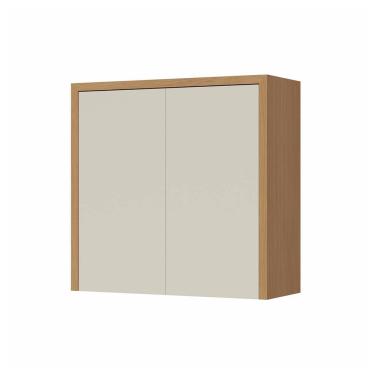 Imagem de Armário Aéreo Nesher Condessa em MDF 15mm com 2 Portas e 1 Prateleira - 80cm de largura – Carvalho/Greige