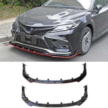 Imagem de Lábio do para-choque dianteiro do carro compatível com Camry Sport 2021-2023 divisor dianteiro difusor spoiler body kit acessórios para carro (preto vermelho)