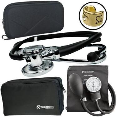 Imagem de Kit Aparelho Pressao Esteto Rappaport Duplo Incoterm, Preto