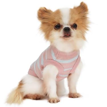 Imagem de LOPHIPETS Colete 100% algodão canelado para cães pequenos xícara de chá chihuahua yorkie roupas regata rosa claro/P
