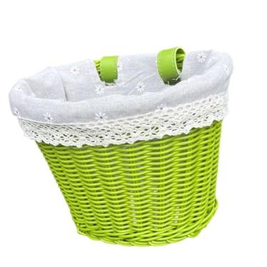 Imagem de YIJU Cesta de bicicleta infantil, acessórios para bicicleta, suporte de armazenamento, fácil de instalar, cesta de triciclo de tecido bonito para compras, 21cmx16cmx16cm