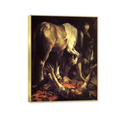 Imagem de A Conversão de São Paulo por Caravagio Impressão em tela arte de parede famosa reprodução de pintura barroca impressão de pintura perfeita para decoração de casa ou escritório 50 x 40 cm (20 x 16
