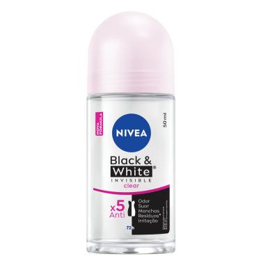 Imagem de Desodorante Antitranspirante Nivea Roll On  Invisible Black & White Clear 50ml