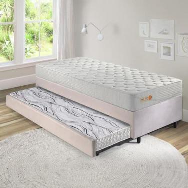 Imagem de Bicama Box 88x188 Suede Bege com Colchão Ecoline D33 Ecoflex - B&G