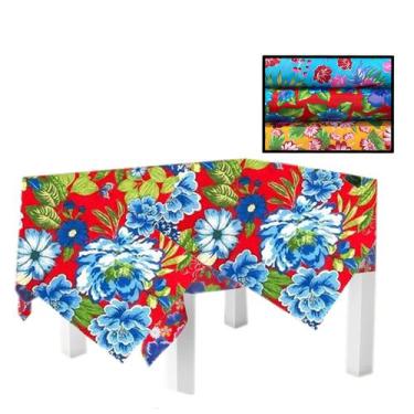 Imagem de Kit 3 Toalhas de Mesa Tecido Chita Floral 70x70 - Festa Junina Country