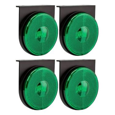 Imagem de Kit 4 Lanterna Lateral Caminhão 3 Led 85mm Carreta Verde