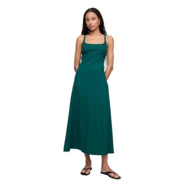 Imagem de GAP Vestido midi de malha evasê canelado, Rain Forest 19-5232 Tc, XGG