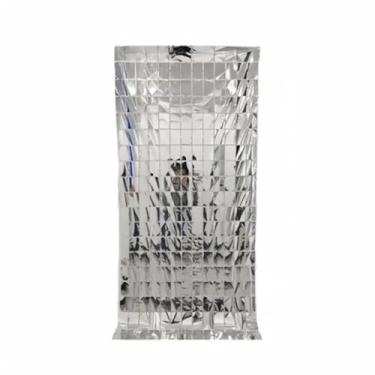 Imagem de KIT 2 Cortina Metalizada 2x1m para Festa Painel Decorativo Quadrado para Aniversário, Casamento, Balada, Fundo para Fotos (PRATA)