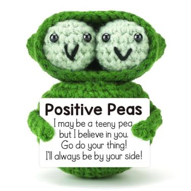 Imagem de LEJIAJINW Cute Mini Positive Crochet Peas, Thank You Appreciation Gifts for Teachers Nurse Mentor Coworker Birthday Gifts for Women Men, Graduation Thanksgiving for Best Friend BBFs