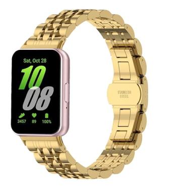 Imagem de Gheper Pulseira de relógio de metal de aço inoxidável compatível com Samsung Galaxy Fit3 SM-R390 SM-R390, pulseira de substituição para smartwatch para mulheres e homens