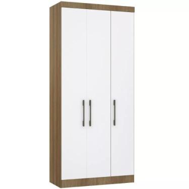 Imagem de Guarda-roupa Modulado 101,5cm 3 Portas Paris Luciane, Avelã/Branco