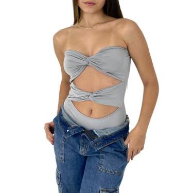 Imagem de Bory Body Feminino Nó Transpassado sem alça - W&L Closet, Cinza, PP