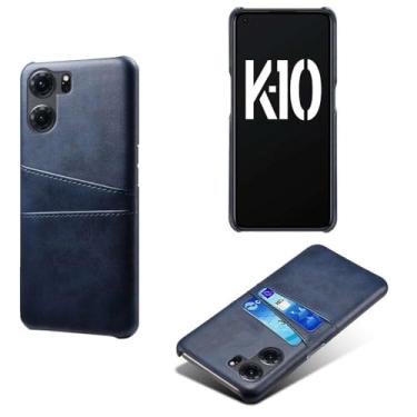 Imagem de Capas Compatível com OPPO K10 5G,Caso de couro PU-Tampa de telefone a prova de choque com 2 slots de cartão,Proteção anti-impressão digital e anti-gota-Blue
