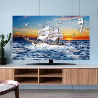 Imagem de Capa de TV interna para LCD LED moderna capa contra poeira para tela de computador capa protetora elástica montada na parede capa de TV quarto sala de estar decoração - barco||65 polegadas