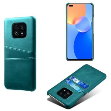 Imagem de Capas Compatível com Honor Play 5 Youth,Caso de couro PU-Tampa de telefone a prova de choque com 2 slots de cartão,Proteção anti-impressão digital e anti-gota-Green
