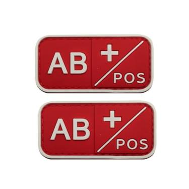 Imagem de Ruoming 2 peças externas 3D PVC borracha macia tipo sanguíneo médico, crachá de gancho de resgate, emblema de moral, acessório DIY (vermelho e branco AB+)