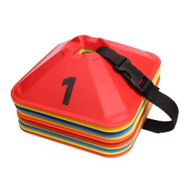 Imagem de YIJU 10 peças de cones de futebol, cones de marcação, cores brilhantes, quadrados, marcadores de pontos de treinamento, marcadores de para prática